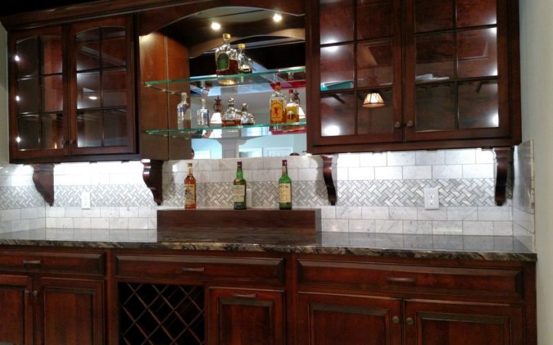 European Builder Custom Bar with backsplash